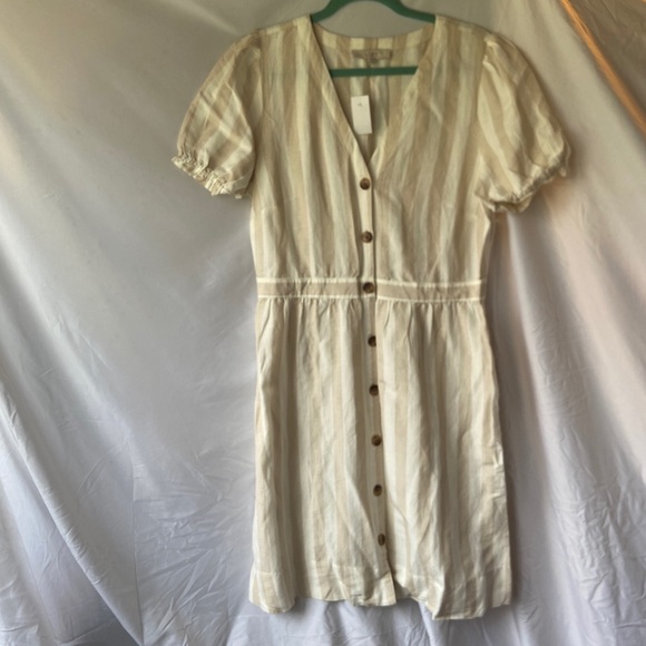 NWT LOFT stripe puffed sleeve button down dress - Picture 3 of 10